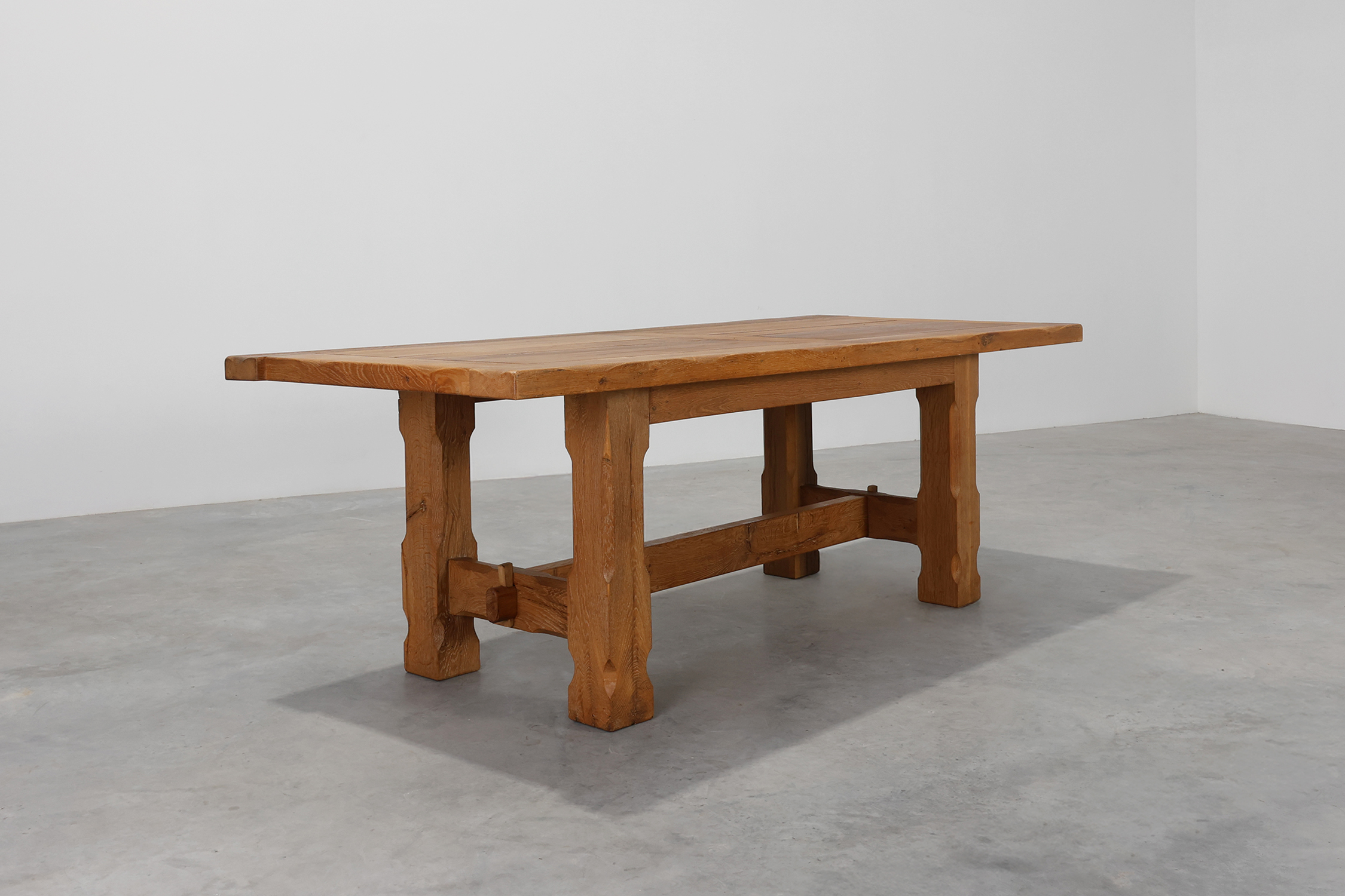 Brutalist Mid-century Oak Dining Table, Belgium 1960sthumbnail